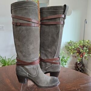 EUC FRYE Jane Strappy Fatigue Boots - Olive/Green 7